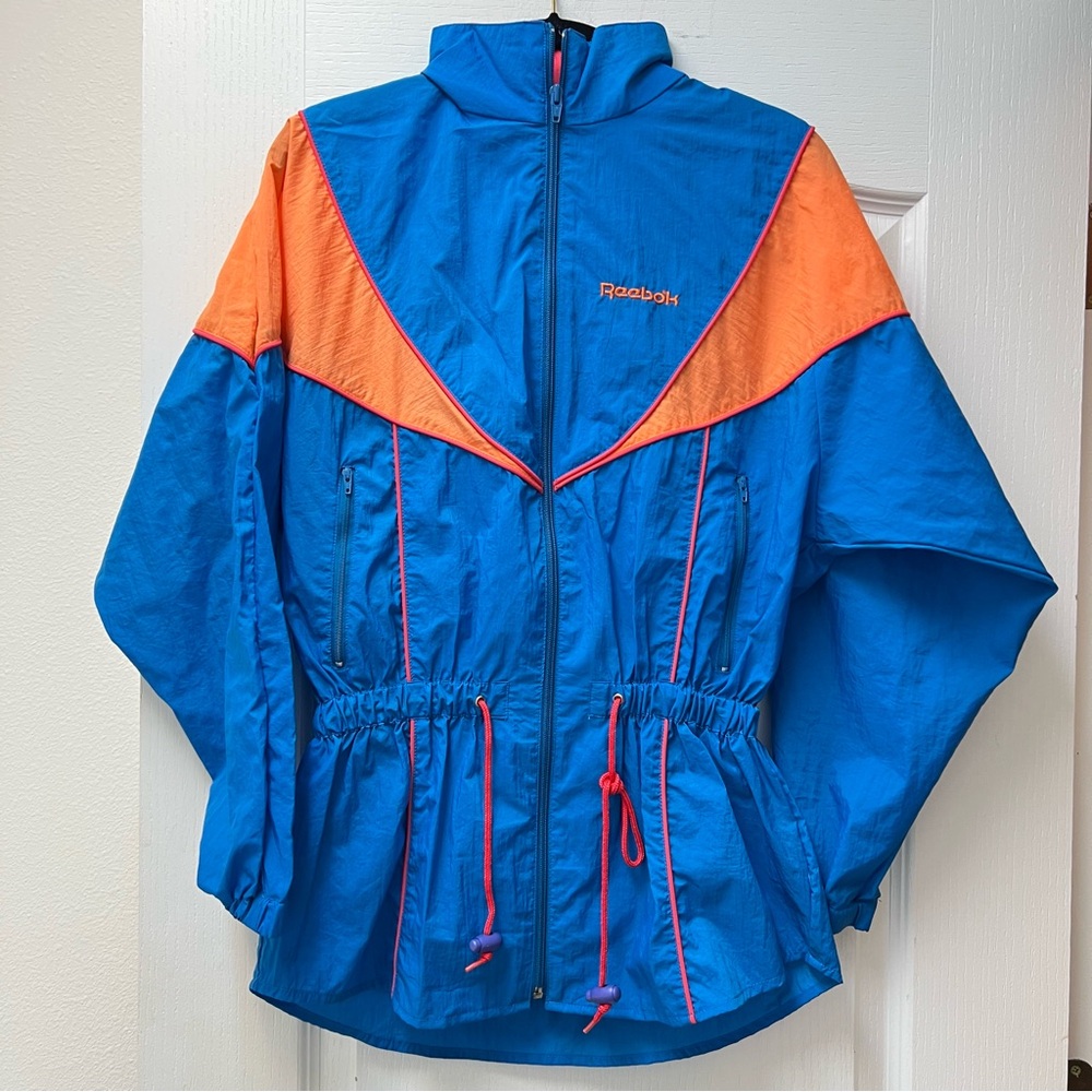 Vintage Reebok Stowe Ski Warm Up Mesh Lined Front Zip Jacket Sz Small